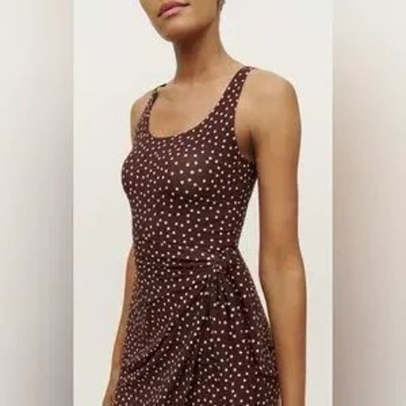 Reformation Brown Polka Dot Midi Dress - Picture 3 of 6